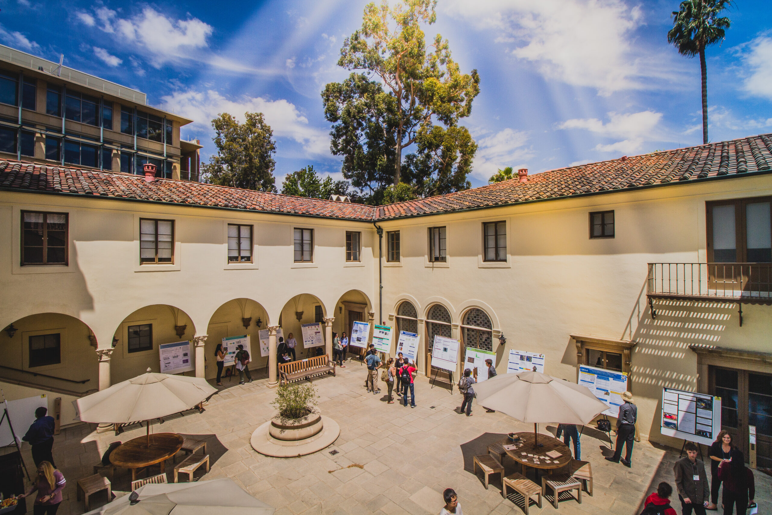 Hershey Hall poster session in the courtyard